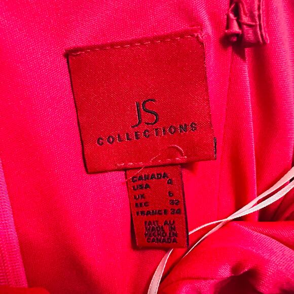 JS Collections Satin Drop Waist Spagetti Strap Midi Dress Size 4 Pink NEW - Picture 3 of 8